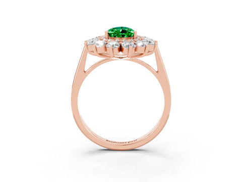 Rose gold Pear Cut Halo Cluster Diamond Ring with Pave Band and Four-Prong Setting_33