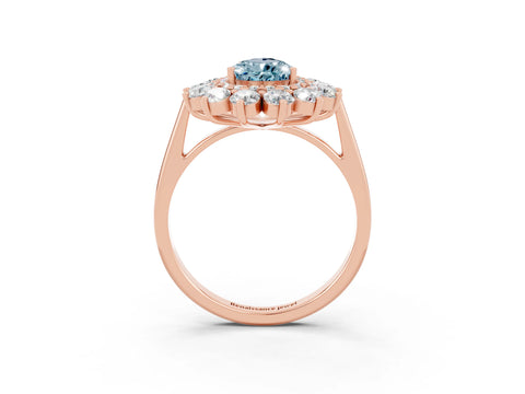 Rose gold Pear Cut Halo Cluster Diamond Ring with Pave Band and Four-Prong Setting_3