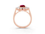 Rose gold Pear Cut Halo Cluster Diamond Ring with Pave Band and Four-Prong Setting_3