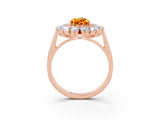 Rose gold Pear Cut Halo Cluster Diamond Ring with Pave Band and Four-Prong Setting_3