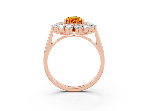 Rose gold Pear Cut Halo Cluster Diamond Ring with Pave Band and Four-Prong Setting_3