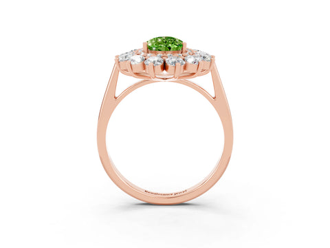 Rose gold Pear Cut Halo Cluster Diamond Ring with Pave Band and Four-Prong Setting_3