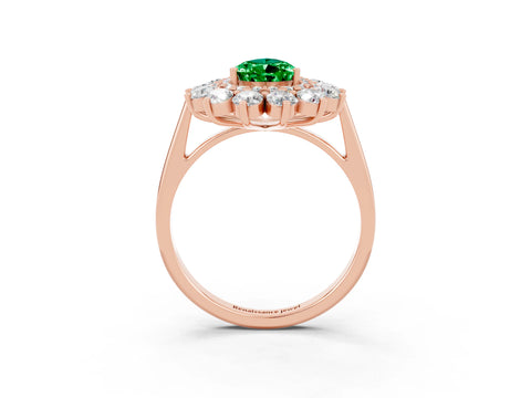 Rose gold Pear Cut Halo Cluster Diamond Ring with Pave Band and Four-Prong Setting_3