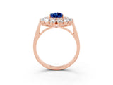 Rose gold Pear Cut Halo Cluster Diamond Ring with Pave Band and Four-Prong Setting_3