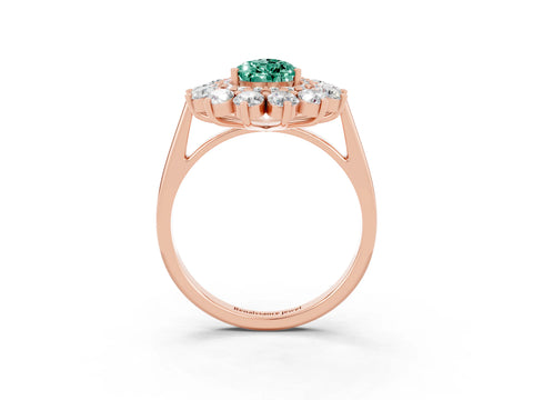 Rose gold Pear Cut Halo Cluster Diamond Ring with Pave Band and Four-Prong Setting_3