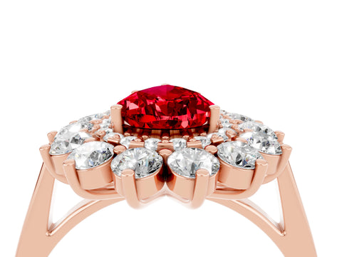 Rose gold Pear Cut Halo Cluster Diamond Ring with Pave Band and Four-Prong Setting_4