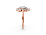 Rose gold Pear Cut Halo Cluster Diamond Ring with Pave Band and Four-Prong Setting_5