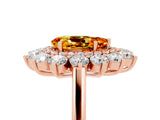 Rose gold Pear Cut Halo Cluster Diamond Ring with Pave Band and Four-Prong Setting_5
