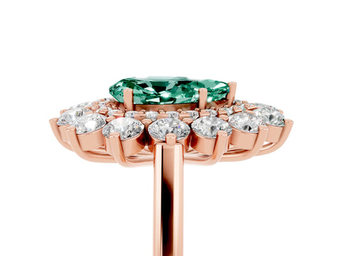 Rose gold Pear Cut Halo Cluster Diamond Ring with Pave Band and Four-Prong Setting_5