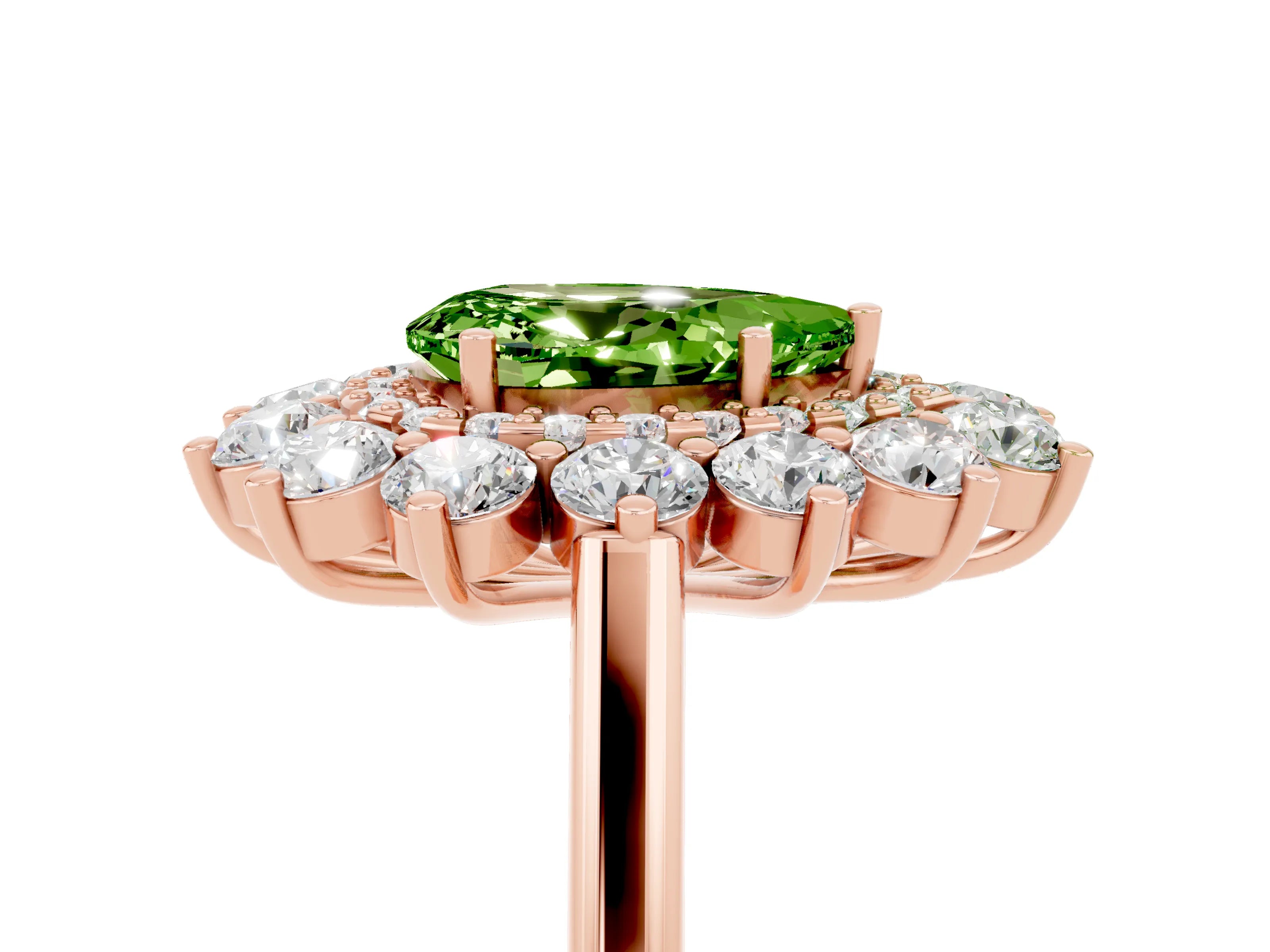 Rose gold Pear Cut Halo Cluster Diamond Ring with Pave Band and Four-Prong Setting_5