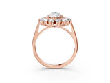 Rose gold Pear Cut Halo Cluster Diamond Ring with Pave Band and Four-Prong Setting_6