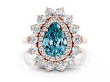 Rose gold Pear Cut Halo Cluster Diamond Ring with Pave Band and Four-Prong Setting_6