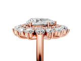 Rose gold Pear Cut Halo Cluster Diamond Ring with Pave Band and Four-Prong Setting_8