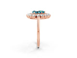 Rose gold Pear Cut Halo Cluster Diamond Ring with Pave Band and Four-Prong Setting_8