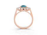 Rose gold Pear Cut Halo Cluster Diamond Ring with Pave Band and Four-Prong Setting_9