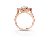 Rose gold Pear Cut Halo Diamond Cluster Ring with Marquise and Round Stones on a White Gold Band with Prong Setting_18