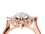Rose gold Pear Cut Halo Diamond Cluster Ring with Marquise and Round Stones on a White Gold Band with Prong Setting_19