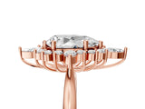 Rose gold Pear Cut Halo Diamond Cluster Ring with Marquise and Round Stones on a White Gold Band with Prong Setting_20