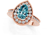 Rose gold Pear Cut Halo Diamond Engagement Ring with Milgrain Pave Band and Four-Prong Setting_1