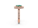 Rose gold Pear Cut Halo Diamond Engagement Ring with Milgrain Pave Band and Four-Prong Setting_2
