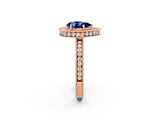 Rose gold Pear Cut Halo Diamond Engagement Ring with Milgrain Pave Band and Four-Prong Setting_2
