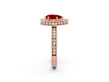 Rose gold Pear Cut Halo Diamond Engagement Ring with Milgrain Pave Band and Four-Prong Setting_2