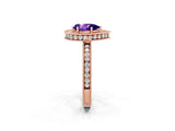 Rose gold Pear Cut Halo Diamond Engagement Ring with Milgrain Pave Band and Four-Prong Setting_2