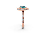 Rose gold Pear Cut Halo Diamond Engagement Ring with Milgrain Pave Band and Four-Prong Setting_2