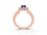 Rose gold Pear Cut Halo Diamond Engagement Ring with Milgrain Pave Band and Four-Prong Setting_3