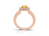 Rose gold Pear Cut Halo Diamond Engagement Ring with Milgrain Pave Band and Four-Prong Setting_3