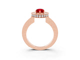 Rose gold Pear Cut Halo Diamond Engagement Ring with Milgrain Pave Band and Four-Prong Setting_3