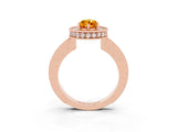 Rose gold Pear Cut Halo Diamond Engagement Ring with Milgrain Pave Band and Four-Prong Setting_3