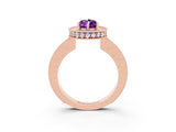 Rose gold Pear Cut Halo Diamond Engagement Ring with Milgrain Pave Band and Four-Prong Setting_3