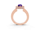 Rose gold Pear Cut Halo Diamond Engagement Ring with Milgrain Pave Band and Four-Prong Setting_3