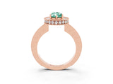 Rose gold Pear Cut Halo Diamond Engagement Ring with Milgrain Pave Band and Four-Prong Setting_3