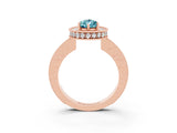 Rose gold Pear Cut Halo Diamond Engagement Ring with Milgrain Pave Band and Four-Prong Setting_3