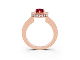 Rose gold Pear Cut Halo Diamond Engagement Ring with Milgrain Pave Band and Four-Prong Setting_3