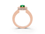 Rose gold Pear Cut Halo Diamond Engagement Ring with Milgrain Pave Band and Four-Prong Setting_3