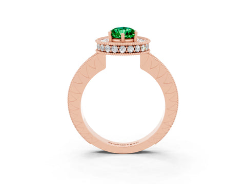 Rose gold Pear Cut Halo Diamond Engagement Ring with Milgrain Pave Band and Four-Prong Setting_3