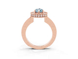 Rose gold Pear Cut Halo Diamond Engagement Ring with Milgrain Pave Band and Four-Prong Setting_3