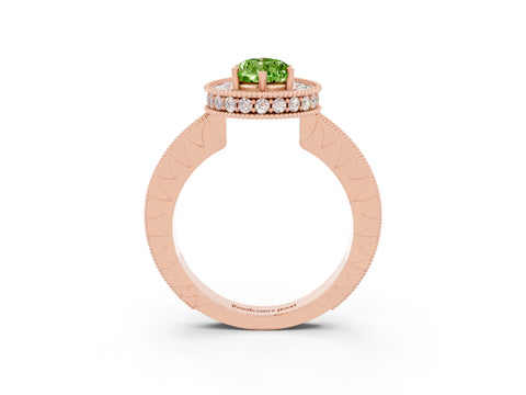 Rose gold Pear Cut Halo Diamond Engagement Ring with Milgrain Pave Band and Four-Prong Setting_3