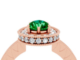 Rose gold Pear Cut Halo Diamond Engagement Ring with Milgrain Pave Band and Four-Prong Setting_4