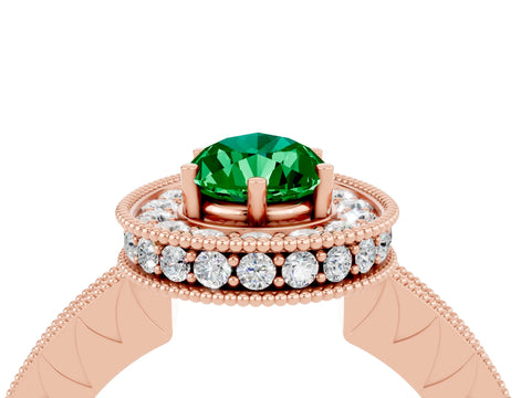 Rose gold Pear Cut Halo Diamond Engagement Ring with Milgrain Pave Band and Four-Prong Setting_4