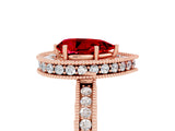 Rose gold Pear Cut Halo Diamond Engagement Ring with Milgrain Pave Band and Four-Prong Setting_5