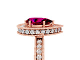 Rose gold Pear Cut Halo Diamond Engagement Ring with Milgrain Pave Band and Four-Prong Setting_5