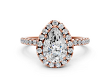 Rose gold Pear Cut Halo Diamond Engagement Ring with Pave Band and Four-Prong Setting_20