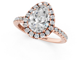 Rose gold Pear Cut Halo Diamond Engagement Ring with Pave Band and Four-Prong Setting_21