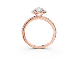 Rose gold Pear Cut Halo Diamond Engagement Ring with Pave Band and Four-Prong Setting_23