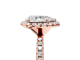 Rose gold Pear Cut Halo Diamond Engagement Ring with Pave Band and Four-Prong Setting_25