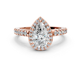 Rose gold Pear Cut Halo Diamond Engagement Ring with Pave Band and Four-Prong Setting_41